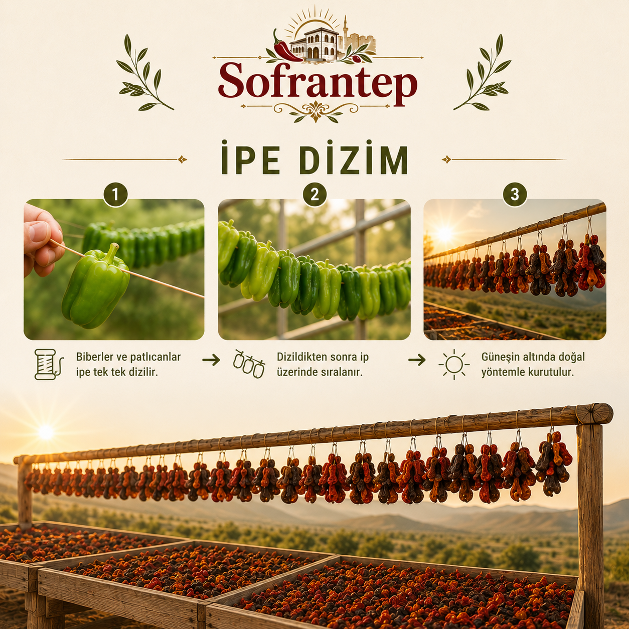 Gaziantep Güneşinde Kuruyan Gerçek Kurutmalıklar